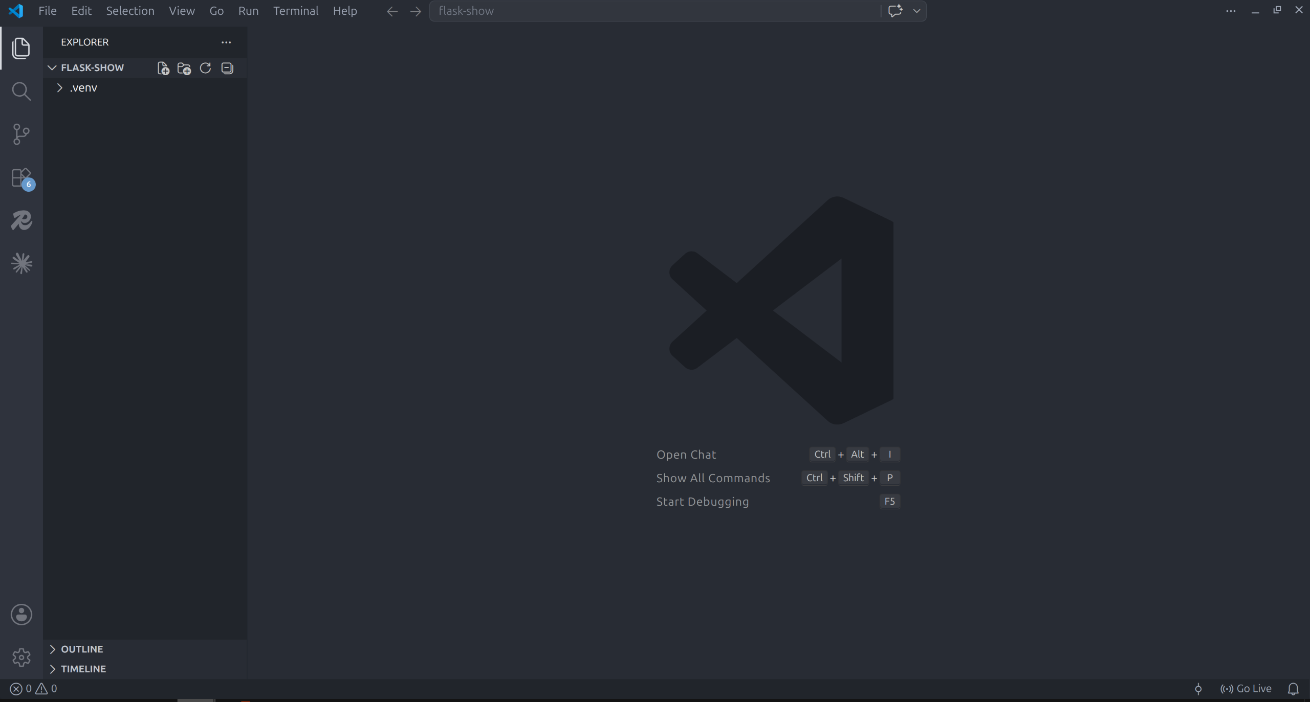 .venv folder visible in Explorer